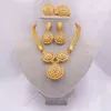Set di gioielli a cerchio rotondo Collana con ciondolo + bracciale + orecchini + anello 18k Etiope Arabia Indiano Dubai Matrimonio africano Regalo per feste