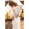 Mermaid Boho BohemianウェディングドレスDeep Vネックタンクオープンバックビンテージかぎ針編みレースPastol Country Bridal Gown Abito da Sposa