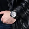 ساعة معصم Megir Quartz Watch Men's Nasual 3D Dial Dial Black Silicone Watches 3ATM Resistant Chronograph Mens WR256X