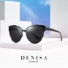 DENISA Vintage Cateye Sunglasses Women Luxury Brand Blue Mirror Sun Glasses Retro Black Shades For UV Protection G9018 W220331