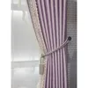 커튼 드레이프 커스텀 북유럽 현대 간단한 자수 비드 자카드 스 플라이 싱 레이스 ​​퍼플 블랙 아웃 밸런스 롤리 패널 M1257 Curtain Drapes