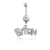 Sexy Bitch Clear Pink Crystal Body Piercing Button Belly Ring Navel Bar Body Jewellery Groothandelsprijs