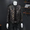 Męskie kurtki luksusowy vintage brązowy brązowy kurtka 2022 Autumn Slim Fit Bomber Stand kołnierz zwykły płaszcz Streetwear Plus Size 5xl-Mmen's