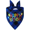 Chien bandana bibs joyeux anniversaire bandanas écharpes de chien triangle plaid plaid plaid noueur