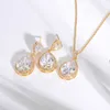 Bright large zircon Water Drop Necklace Earrings Set Bridal Wedding Accessories temperament simple set