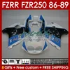 Carrosserie pour YAMAHA bleu brillant FZR250R FZRR FZR 250R 250RR FZR 250 86-89 Corps FZR-250 142No.22 FZR-250R FZR250 R RR 86 87 88 89 FZR250RR 1986 1987 1988 1989 Kit de carénage