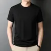 Men's T-Shirts Mulberry Silk Summer Mens High Quality Short Sleeve Round Collar Casual Male Simple Thin Man Tees 3XLMen's