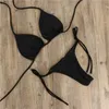 Été Sexy solide Mirco Bikini ensemble cravate côté GString string maillot de bain femme pansement maillot de bain maillot de bain brésilien Biquini 220621