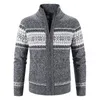 Hommes chandails automne hiver Cardigans hommes pull tricoté veste mode impression col montant manteau épais vêtements d'extérieur chauds hommes hommes