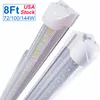 V-Shaped Integrate T8 LED Tube 2400MM 4 5 6 8 Ft Feet Fluorescent Lamp 8Ft 4Ft LED Light Tubes Cooler Door Lighting Ultra Bright Daylight 6500K Shop Lights OEMLED