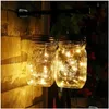 Altre luci solari 1M 10 Led 2M 20 String Light Powered per Mason Jar Coperchio Inserto Cambia colore Giardino Impermeabile Natale Decorati Dh149