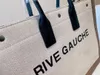 2022 Fashion bag luxury Handbags RIVE GAUCHE Collection Women's Black/White Linen Canvas Leather Logo Print Snap Closure Tote bags 49929096N9D1070