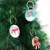 Décorations de Noël 50 pcs/Lot Sublimation porte-clés en cuir blanc pendentif mode transfert de chaleur rond bricolage porte-clés fournitures de cadeaux créatifs