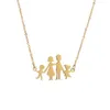 Hanger kettingen familie ketting roestvrij staal mooie figuur mama papa dochter zoon charm link ketting kind moeder verjaardag cadeauspender