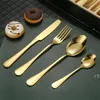 Set di 4 pezzi / set Set di stoviglie in acciaio inossidabile color oro Coltello Forchetta Cucchiaino Set di posate Set di stoviglie ZZB14994