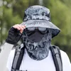 Outdoor Mountaineering Sun Hat Bucket Hats Summer Fishing Face-Covering Breathable Sunscreen Cap Mask