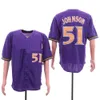 Vintage 2001 Arizona Baseball Jerseys 51 Randy Johnson 9 Matt Williams 20 Luis Gonzalez Purple Black Retro Shirts Mens Retro White Sched