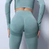 2 UNIDS Conjunto de Yoga Sin Costuras Mujeres Chándal Leggings de Cintura Alta Entrenamiento Ropa Deportiva Ropa de Gimnasio Fitness Crop Top Trajes Deportivos Conjunto de Gimnasio 220513