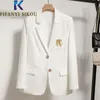 White Blazer Jacket Women High Quality Fashion Embroidery Single Breasted Suit Jacket Ladies Casual Office Formal Blazers Coat 220812