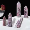 Natural Crystal Column Plum Tourmaline Arts Decoration Mineral Ore Healing Wand Chakra Energy Stone