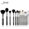 Jessup Pro 15pcs make -upborstels Set zwart/zilver cosmetisch make -up poeder foundation oogschaduw eyeliner lip borstel gereedschap schoonheid 220623