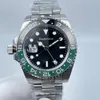 Linkshandige mannen kijkt naar automatische beweging Black Green Ceramic Bezel Sapphire Glass Lumineuze roestvrijstalen staalriem polshorloges233T