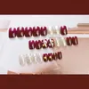 False Nails 24pcs 빨간 별 가짜 전체 커버 접착제 DIY Manicure 네일 아트 도구