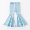 Girlymax Spring/Summer Baby Girls Kidswear ClothsHolographic Tight Flare Bell-Bottoms Pants Elastic All-Match 220512