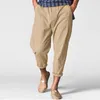 Calça masculina masculina calça sólida calça de calça de bolso da calça de bolso da cintura solta solar descontraído na casa de casa interior nom22