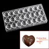 DIY hartvorm polycarbonaat chocoladeschimmel zoetwarengereedschap voor cakecoratie bakware bakgebak candy 220721