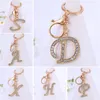 Keychains Letter Crystal Rhinestone Alloy Keychain Charm Gold Key Ring Women Car Holder Bag Ornaments AccessoreisKeychains Emel22