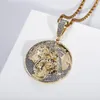 Pendant Necklaces Hip Hop CZ Stone Paved Bling Iced Out Gold Color Gorilla Pattern Earth Pendants For Men Rapper Jewelry GiftPenda241K
