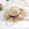 Wide Brim Hats Folding Straw Hat Women's Summer Outing Sun Visor Holiday Bow Tie Cool Seaside Beach Tide HatsWide Wend22