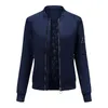 Vestes Femmes Mince Femmes Veste Courte Denim Paillettes Manteau Jean Danim Pu Bleu Manteaux Matelassés