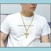 Pendant Necklaces Pendants Jewelry New Retro Chram Cross With Diamond Women Mens Hip Hop Necklace Long Cuban Chain Sier And Gold Colors Dr