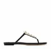 Lyxdesign Alaina Slide Sandals Flats för kvinnor Pearl Embelling Strap Flip Flop Lady Walking Slip On Summer Slipp