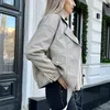 Sungtin Koreaanse faux lederen jas dames riem oversized BF -stijl punk pu dames lederen jas streetwear high street biker jas 220813