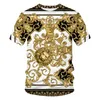 Nieuwste Barok T-shirt voor Mannen / Dames Zomer Oversized T-shirt 3D Lion Head Crown Print Gedrukt Ronde hals Korte Mouw 220407