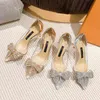 Luxury Fashion Champagne Rhinestone Bow PVC Transparent Women Pumps Autumn Stiletto High Heel Sex Bride Party Wedding Dress Shoe G220527