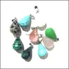 Konst och hantverk Natural Stone Charms Facetterat vattendroppe Pendant Rose Quartz Healing Reiki Crystal Diy Necklace ￶rh￤ngen Wome Sports2010 Dhygz