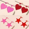 Dangle & Chandelier Fashion Neon Pink Red Heart Drop Earrings For Women Big Geometric Rock Punk Nightclub Party Jewelry AccessoriesDangle Ki