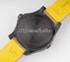 BLS GMT 45mm Eta A2836 Automatic Mens Watch V32395101B1X1 PVD Steel Case All Black Dial Yellow Number Markers Nylon Leather Strap Super Edition Puretime 05d4