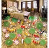 Benutzerdefinierte fotofußboden tapete 3d wandaufkleber modern teich lotus blatt fisch 3d boden malerei wände papiere dekoration