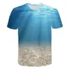 Летние приморские пейзажи графики T Roomts Fashion Men S T Roomts с повседневным пляжным стилем 3D Принт Природной пейзаж Паттерн футболка 220623