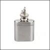 Keychains Fashion Accessories Stainless Steel Wine Bottle 1Oz Mini Hip Flask Key Rings For Men Women Jew Dhanh