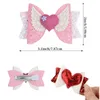 Oaoleer 3 " Glitter Hair Bows Clips Sweet Heart Pink Hairpins for Baby Girls Lovely Valentine's Day Hair Accessories Barrettes AA220323