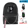 Backpack Fashion Harajuku Imprimir pequenos pesadelos 2 bolsa de bolsa recarregável USB Mulheres da escolar