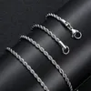 Mens Gold Chains Necklaces Stainless Steel Twist Chain Titanium Steel Black Silver Hip Hop Necklace Jewelry 3mm