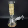 Yellow Pattern Mini 8 inch Glass Water Bong Beaker Luminous Hookahs Smoking Pipes for Female 18mm Joint