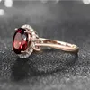 925 Silver Oval Ruby Zircon Ring For Women Jewelry Accessories